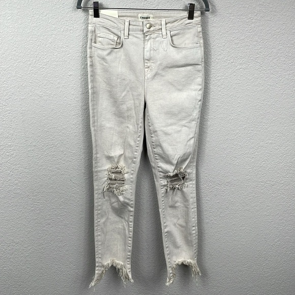 NWT L’Agence High Line Skinny Jeans High Rise Biscuit Destruct Sz 26 - Picture 4 of 13